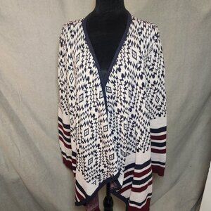 Honey Punch W L Open Cardigan White Blue Burgundy Thick Heavy Knit Cozy Cabin